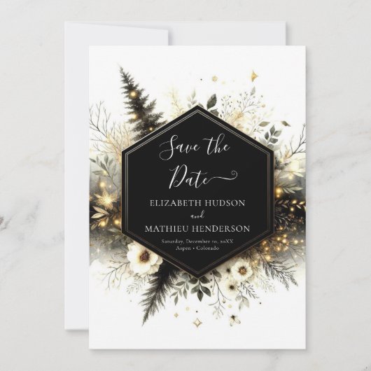 Boho bewerkbare Enchanted Forest Wedding Save The Date (Voorkant)