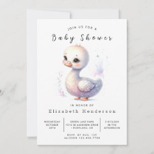 Boho Bewerkbare Zwaan Baby Shower Kaart