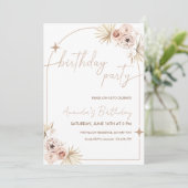 Boho Birthday Invitation Pampas Grass Birthday Car (Debout devant)