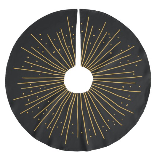 Boho Black Burst Brushed Polyester Tree Skirt Kerstboom Rok (Voorkant)