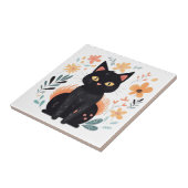 Boho Black Cat Scandinavische volkskunst Tegeltje (Zijkant)