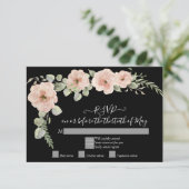 Boho Black Floral Blush Rose Rose RSVP Réponse (Debout devant)