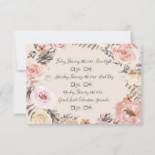 Boho Black Floral Pink Rose Gold RSVP Dos Personna (Dos)