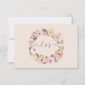 Boho Black Floral Rose Gold RSVP de réponse (Dos)