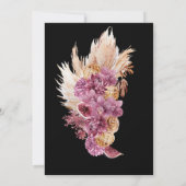 Boho Black, Gold Floral Invitation de douche nupti (Dos)