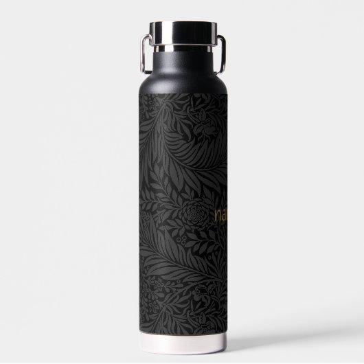 Boho Black Grey Botanical Waterfles (Voorkant)