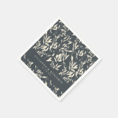 Boho Black Hand Drawn Floral Wedding Custom Servet (Hoek)