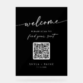 Boho Black QR Code Acrylique Mariage Seing Chart (Recto)