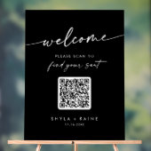 Boho Black QR Code Acrylique Mariage Seing Chart (Neutre)
