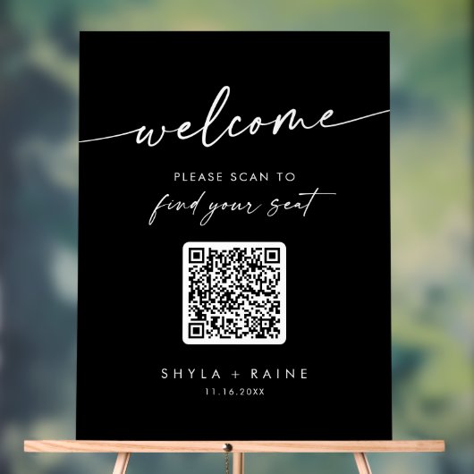Boho Black QR Code Acrylique Mariage Seing Chart (Neutre)