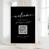 Boho Black QR Code Acrylique Mariage Seing Chart