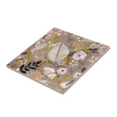 Boho Black White Gold Peach line Drawn Leaf Floral Tegeltje (Zijkant)