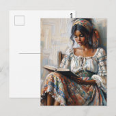 Boho Black Woman Reading Bohemian Briefkaart (Voorkant / Achterkant)