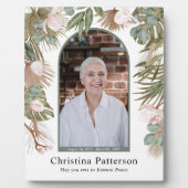 Boho-bladeren In Loving Memory-fotomemoriaal  Fotoplaat (Voorkant)