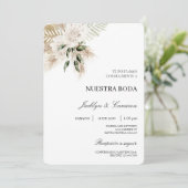 Boho blanc Faire-part de mariage espagnol (Debout devant)