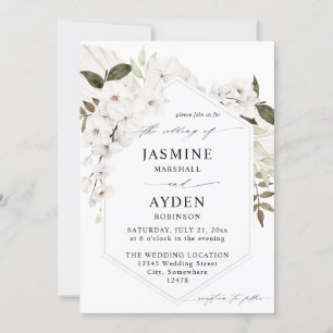 Boho blanc Faire-part de mariage Floral V2 LN