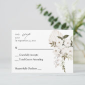 Boho blanc Floral no Repas RSVP (Debout devant)