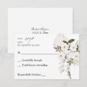 Boho blanc Floral no Repas RSVP (Devant / Derrière)