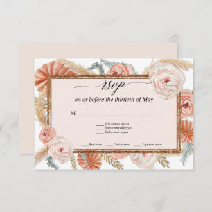 Boho Blanc Floral Tropical Palm Pampas Grass RSVP