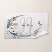 Boho Blanc Orchidée Fleurs Bleu Lune Élégant (Serviette à main)