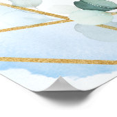 Boho blauw bloemeneucalyptus unplugged ceremonie poster (Hoek)