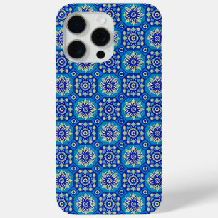 Boho Blauw Bloempatroon iPhone 15 Pro Max Hoesje