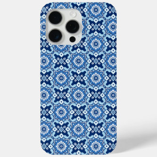  Boho Blauw Bloempatroon iPhone 15 Pro Max Hoesje