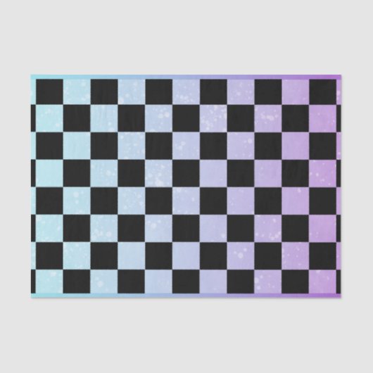 Boho Blauw en paarse geruit tissuepapier (Voorkant)