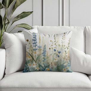 Boho Blauw Groen Goud Wildernis Tuinprint Kussen