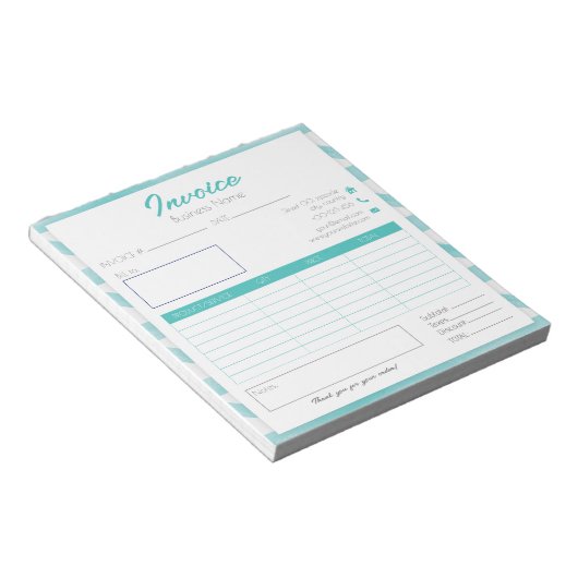 Boho Blauw Patroon Gemakkelijk Kleine Bedrijf Fact Notitieblok (Schuin)