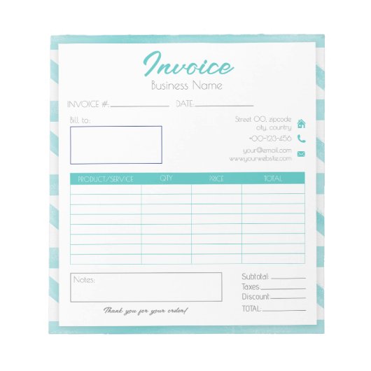 Boho Blauw Patroon Gemakkelijk Kleine Bedrijf Fact Notitieblok (Voorkant)