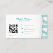 Boho blauw patroon QR code kustrust Visitekaartje (Achterkant)