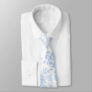 Boho Blauw Porselein Bloemen Bruiloft Groomsmen Gi Stropdas
