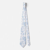 Boho Blauw Porselein Bloemen Bruiloft Groomsmen Gi Stropdas (Voorkant)