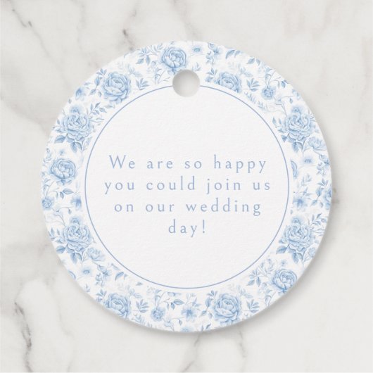 Boho blauw porselein bloemenbruiloft dank u bedankjes labels (Achterkant)