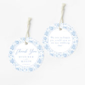Boho blauw porselein bloemenbruiloft dank u bedankjes labels