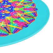 Boho blauw roze geel mandala snijplank (Hoek)