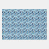 Boho Blauw Wit Bloemen Harten Abstract Inpakpapier Vel (Voorkant)