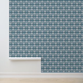Boho Blauwe Bloemen Behang