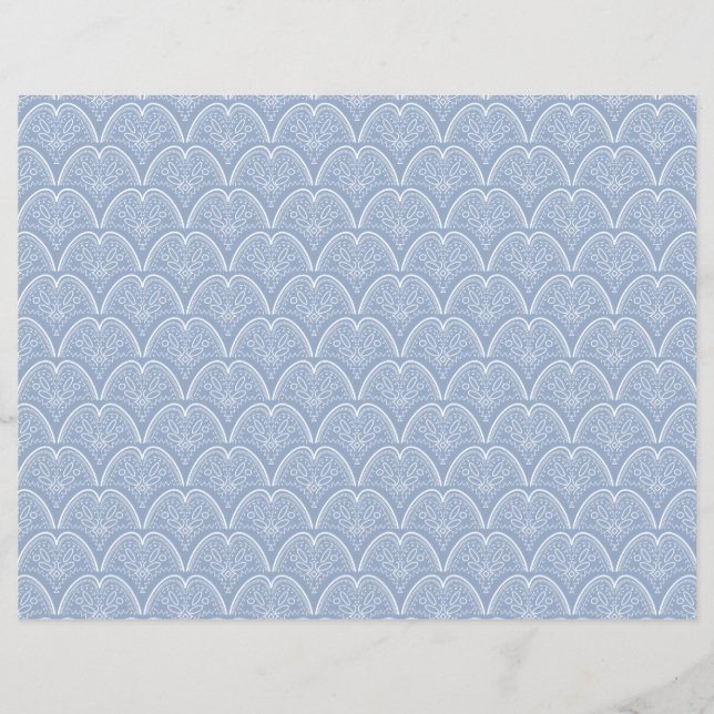Boho Blauwe Delicate Schelpen Scrapbook Papier (Voorkant)