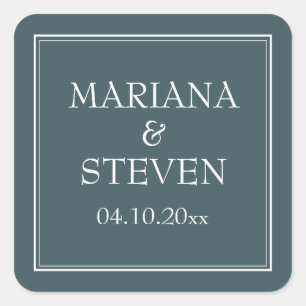 Boho Blauwe Moderne Minimalist Vierkante Sticker