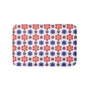 Boho blauwe paarse rode bloemen kleine badmat