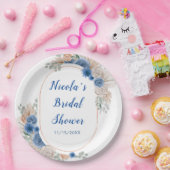 Boho Blauwe Pampagras Bruiloftsborrel Papieren Bordje (Feest)