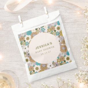 Boho Blauwgroen Bruin Bloemen Schattige Baby showe Bedankzakje