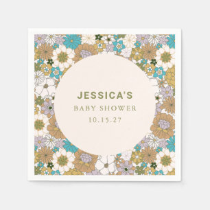 Boho Blauwgroen Bruin Bloemen Schattige Baby showe Servet