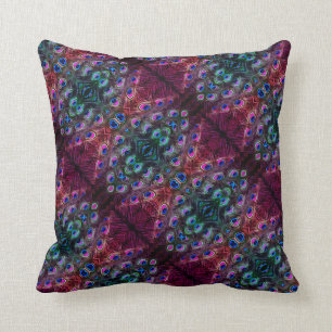 Boho Blauwgroen en Burgundy Peacock Kaleidoscope Kussen