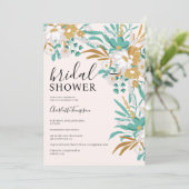 Boho Blauwgroen en Gouden Bloemen Romantisch Vrijg Kaart (Staand voorkant)