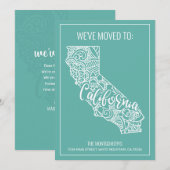 Boho Blauwgroen Floral Mandala California State Mo Aankondiging (Voorkant / Achterkant)