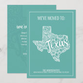 Boho Blauwgroen Floral Mandala Texas State verhuiz Aankondiging (Voorkant / Achterkant)