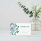 Boho Blauwgroen Mandala Massage Therapy Visitekaartje (Staand voorkant)